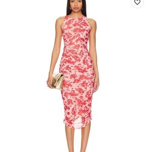 Bardot Red Floral Midi Dress size 2
